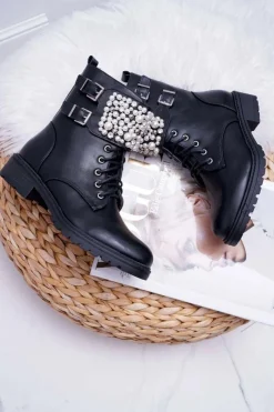 Discount Botki Damskie Płaski Obcas Militarne Czarne Bemmer Damskie Botki Zimowe Damskie|Botki Workery