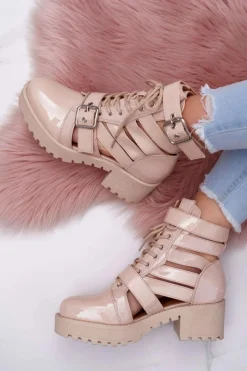 Botki Sznurowane|Brązowe I Beżowe Botki><noscript><img width=