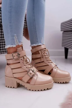 Botki Sznurowane|Brązowe I Beżowe Botki><noscript><img width=