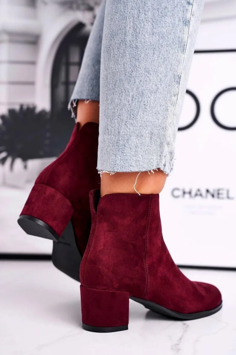 Botki Na Słupku|Botki Zimowe Damskie>Buty Sergio Leone Botki Damskie Sergio Leone Bordowe BT528