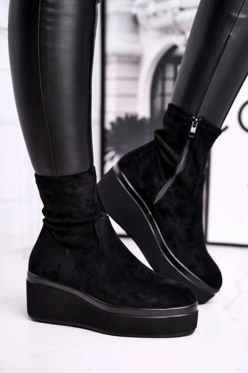 Botki Na Koturnie|Czarne Botki>Buty Sergio Leone Botki Damskie Sergio Leone BT730 Czarne