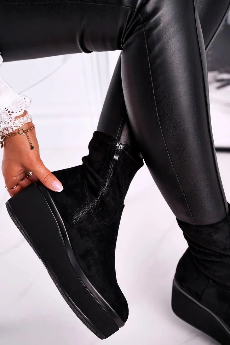 Botki Na Koturnie|Czarne Botki>Buty Sergio Leone Botki Damskie Sergio Leone BT730 Czarne