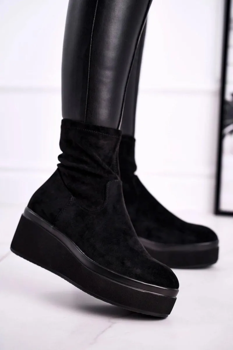 Botki Na Koturnie|Czarne Botki>Buty Sergio Leone Botki Damskie Sergio Leone BT730 Czarne