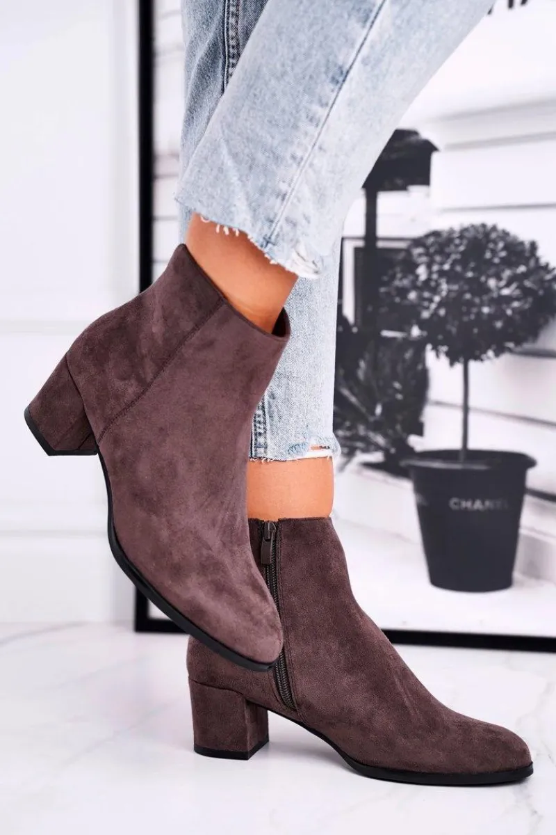 Botki Na Słupku|Botki Zimowe Damskie>Buty Sergio Leone Botki Damskie Sergio Leone Coffee BT528