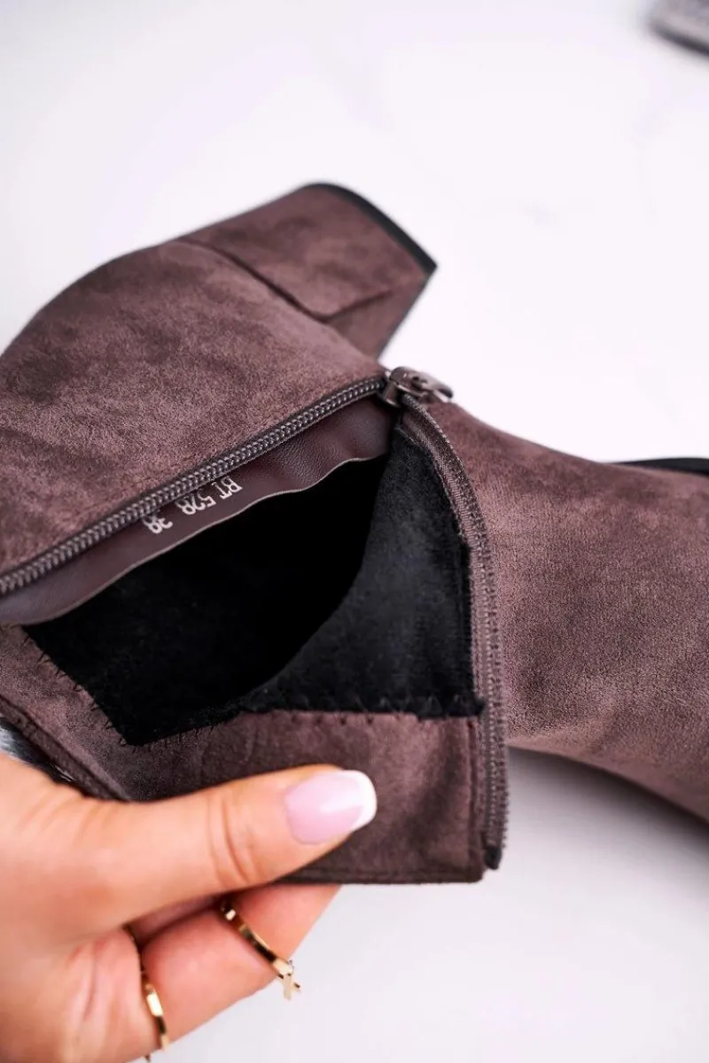 Botki Na Słupku|Botki Zimowe Damskie>Buty Sergio Leone Botki Damskie Sergio Leone Coffee BT528