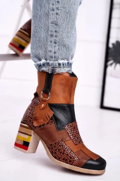 Clearance Botki Damskie Skórzane Rude 04635-29 Damskie Botki Maciejka|Botki Na Słupku