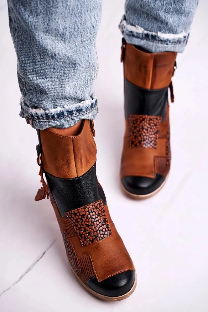 Clearance Botki Damskie Skórzane Rude 04635-29 Damskie Botki Maciejka|Botki Na Słupku