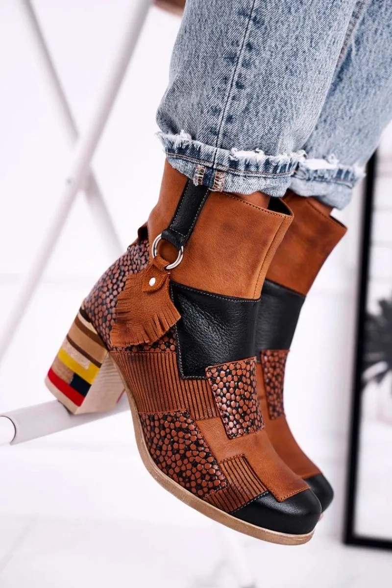 Clearance Botki Damskie Skórzane Rude 04635-29 Damskie Botki Maciejka|Botki Na Słupku