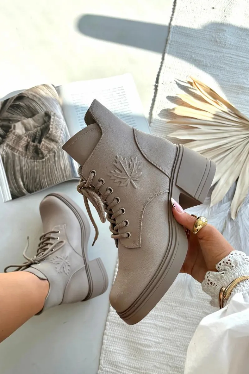 New Buty damskie Vinceza Botki Damskie Skórzane Na Klocku Ocieplane Vinceza 39950 Beżowe Beżowy