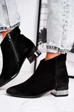 Czarne Botki|Botki Zimowe Damskie><noscript><img width=