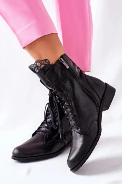 Botki Sznurowane|Czarne Botki><noscript><img width=