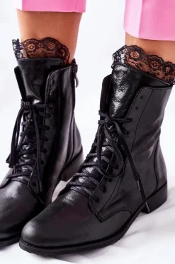 Botki Sznurowane|Czarne Botki><noscript><img width=