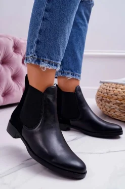 Clearance Botki Damskie Skórzane Sztyblety Czarne 04359 Damskie Botki Maciejka|Brązowe I Beżowe Botki