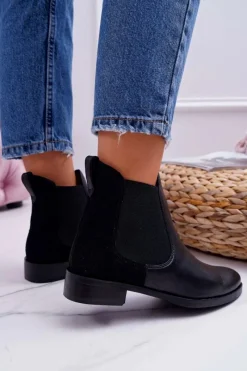 Clearance Botki Damskie Skórzane Sztyblety Czarne 04359 Damskie Botki Maciejka|Brązowe I Beżowe Botki