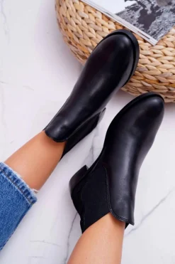 Clearance Botki Damskie Skórzane Sztyblety Czarne 04359 Damskie Botki Maciejka|Brązowe I Beżowe Botki