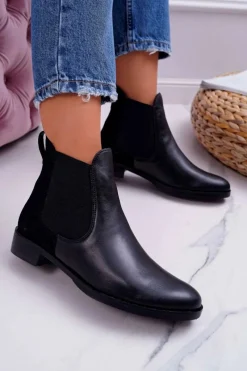 Clearance Botki Damskie Skórzane Sztyblety Czarne 04359 Damskie Botki Maciejka|Brązowe I Beżowe Botki