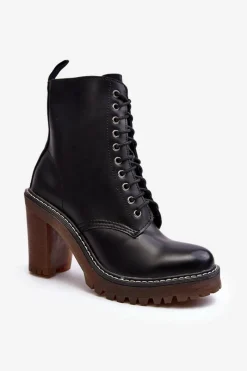 Botki Na Słupku|Czarne Botki>Boto Botki Damskie Sznurowane Na Słupku Czarne Arove