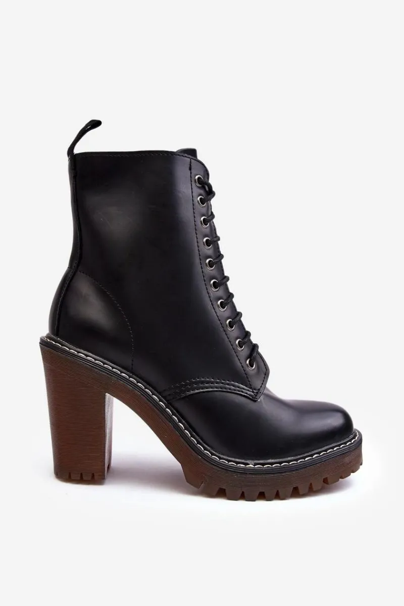 Botki Na Słupku|Czarne Botki>Boto Botki Damskie Sznurowane Na Słupku Czarne Arove