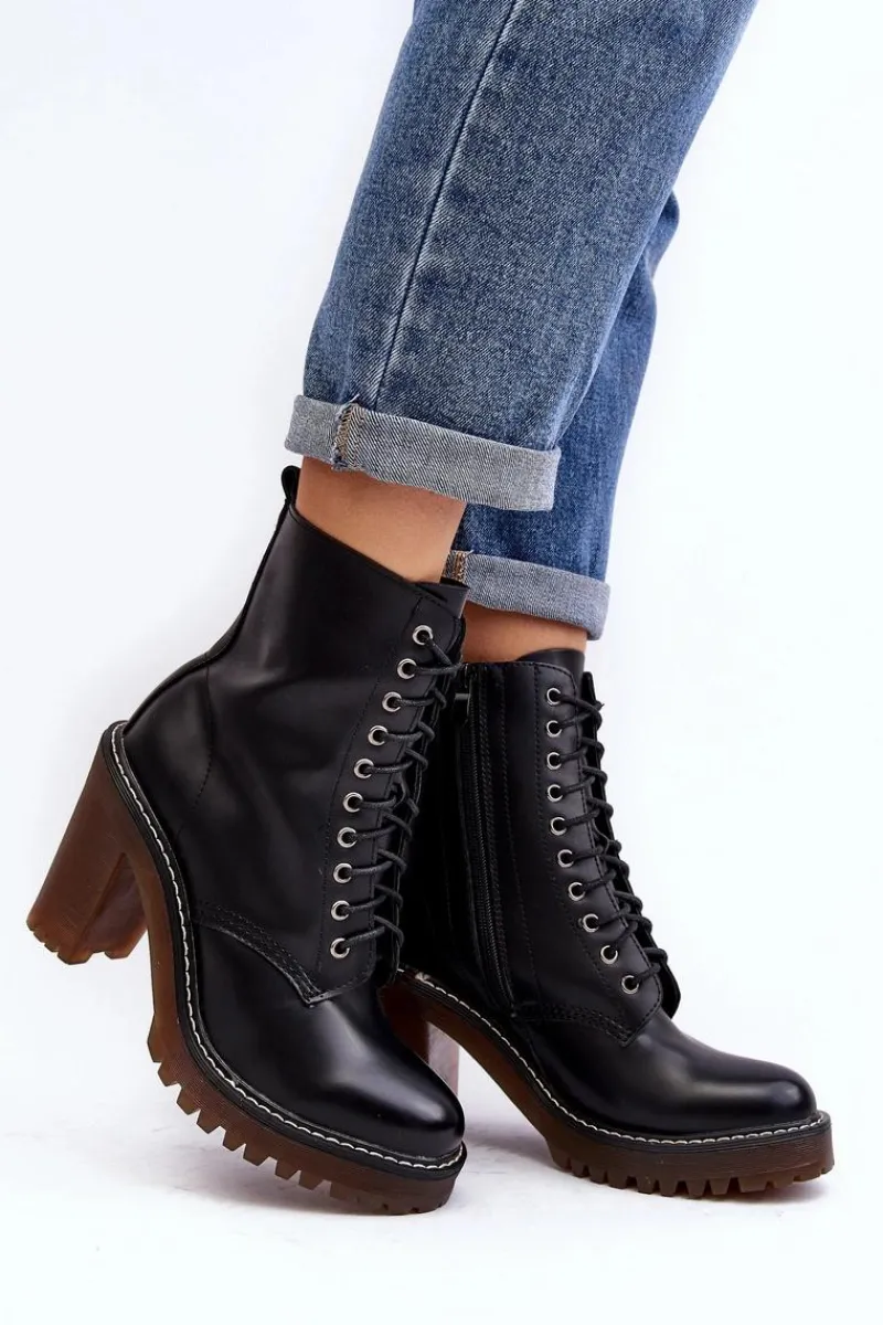 Botki Na Słupku|Czarne Botki>Boto Botki Damskie Sznurowane Na Słupku Czarne Arove