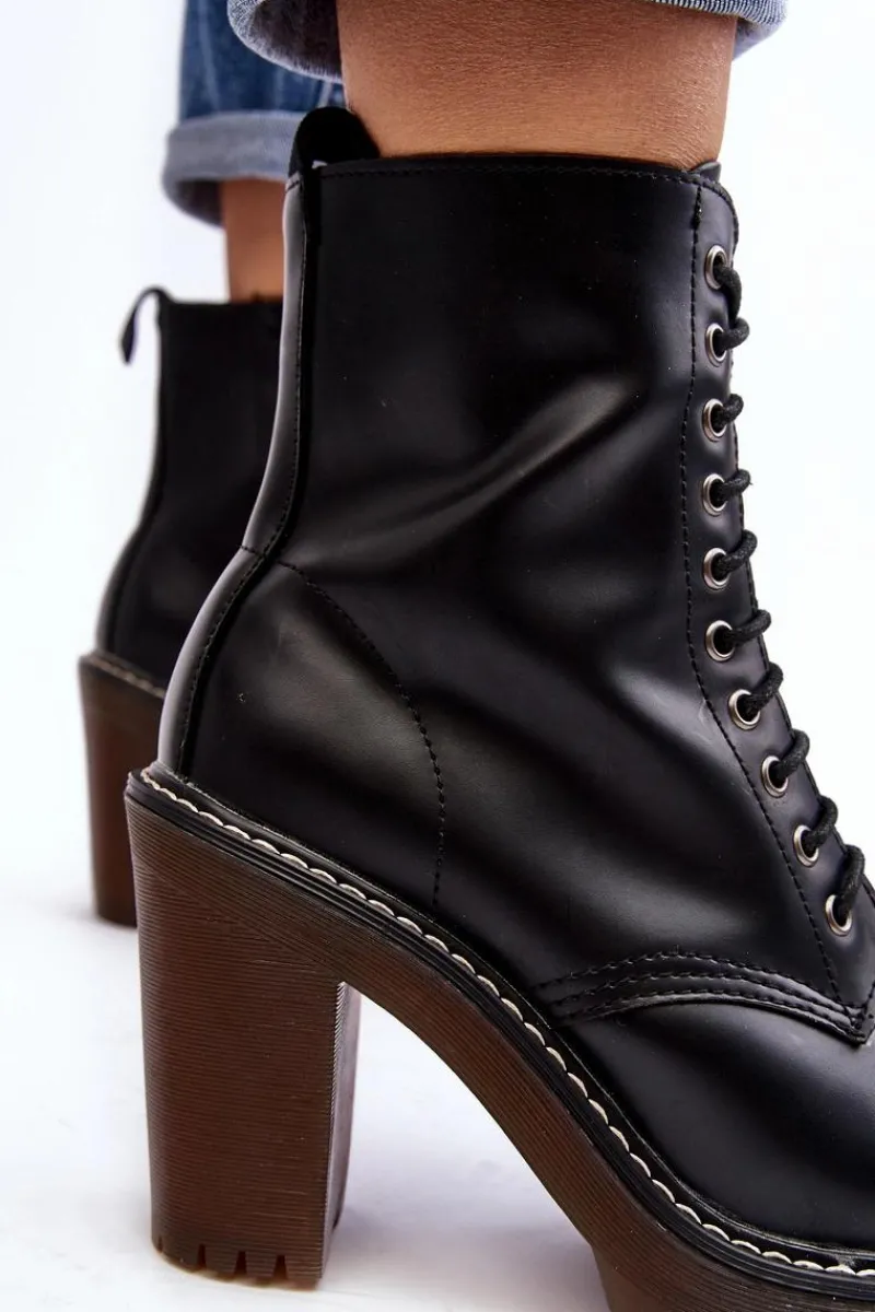 Botki Na Słupku|Czarne Botki>Boto Botki Damskie Sznurowane Na Słupku Czarne Arove