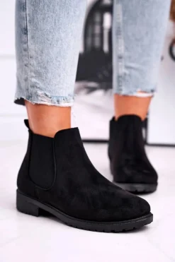 Czarne Botki|Botki Zimowe Damskie>Boto Botki damskie sztyblety czarne Shaggy