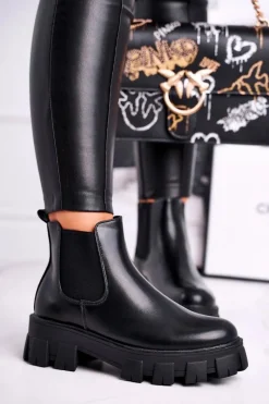 Czarne Botki|Botki Zimowe Damskie>Boto Botki Damskie Sztyblety Morie Czarne