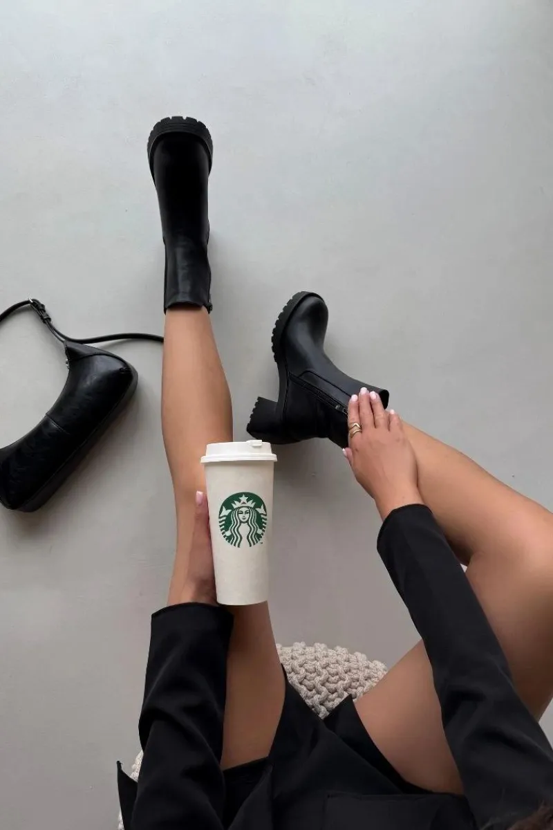 Online Botki Damskie Sztyblety Na Słupku Czarne Thalira Damskie Czarne Botki|Botki Na Obcasie