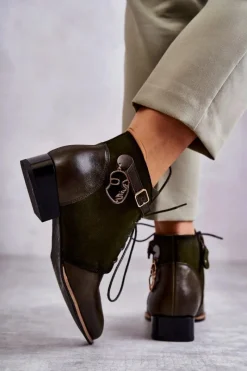 Damskie buty S.Barski Botki Damskie Trapery Białe Kognito