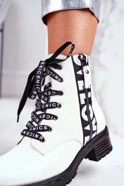 Discount Buty damskie Vinceza Botki Damskie Trapery Białe Verso