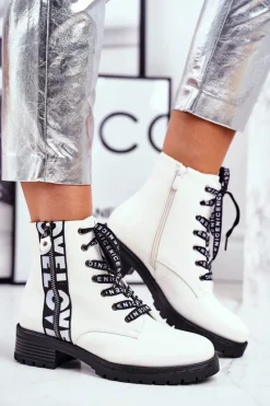 Discount Buty damskie Vinceza Botki Damskie Trapery Białe Verso