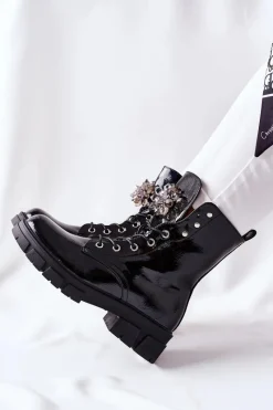 Online Botki Damskie Trapery Czarne Kryształy Tweten Damskie Damskie Trapery|Czarne Botki