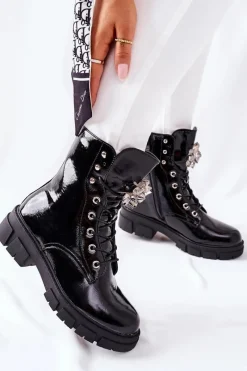 Online Botki Damskie Trapery Czarne Kryształy Tweten Damskie Damskie Trapery|Czarne Botki