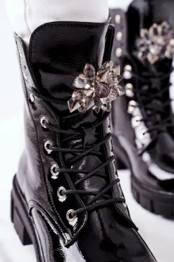 Online Botki Damskie Trapery Czarne Kryształy Tweten Damskie Damskie Trapery|Czarne Botki