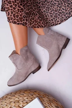 Clearance Boto Botki Damskie Ukryty Koturn Płaski Obcas Cappuccino Jasne Nicole 2419