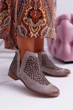 Online Boto Botki Damskie Wiosenne Kowbojki Szare 2366 Draw