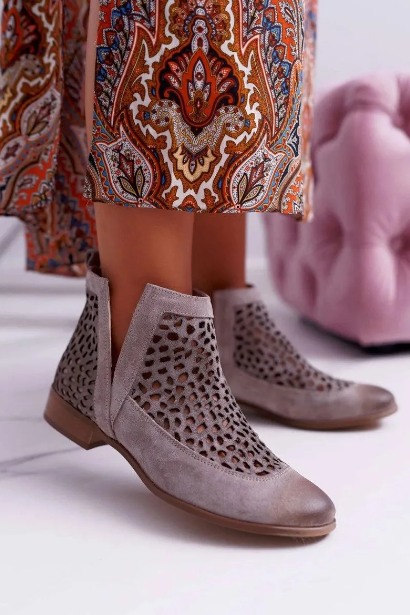 Online Boto Botki Damskie Wiosenne Kowbojki Szare 2366 Draw