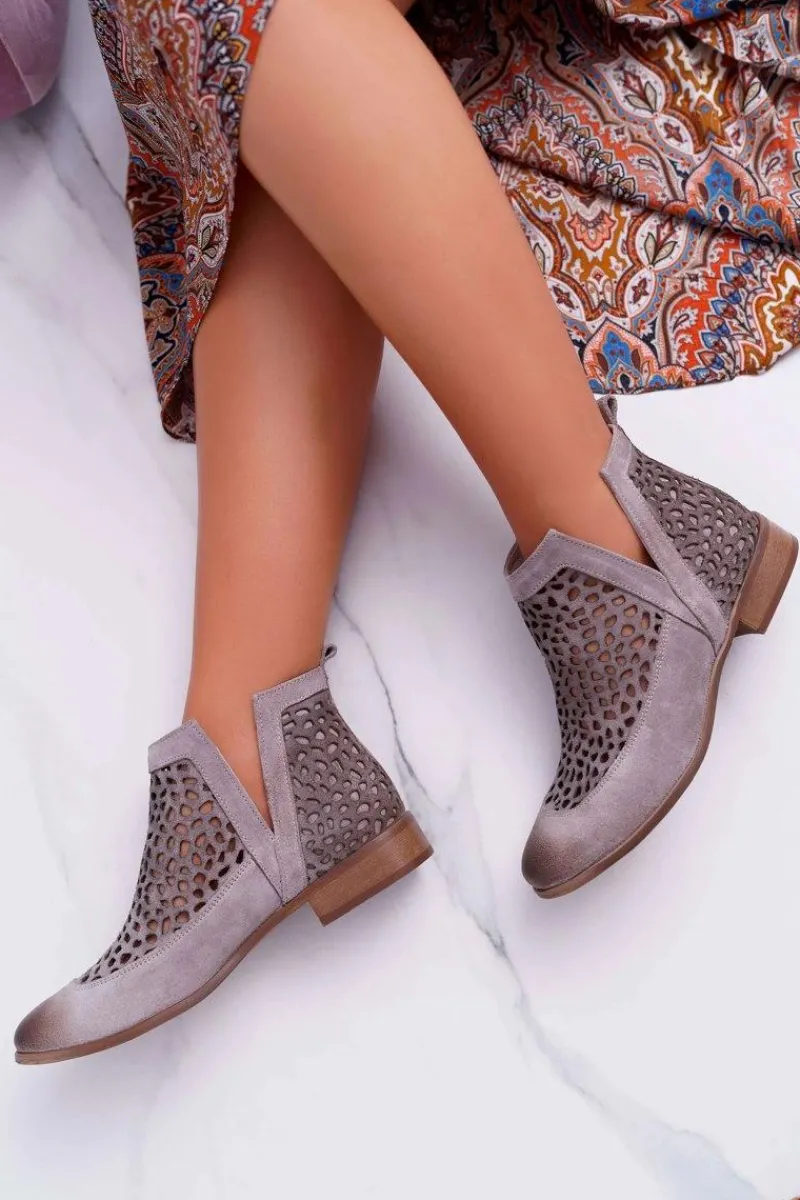 Online Boto Botki Damskie Wiosenne Kowbojki Szare 2366 Draw