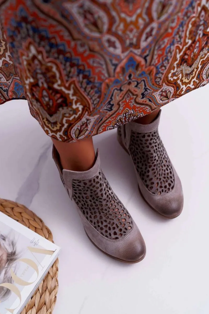 Online Boto Botki Damskie Wiosenne Kowbojki Szare 2366 Draw