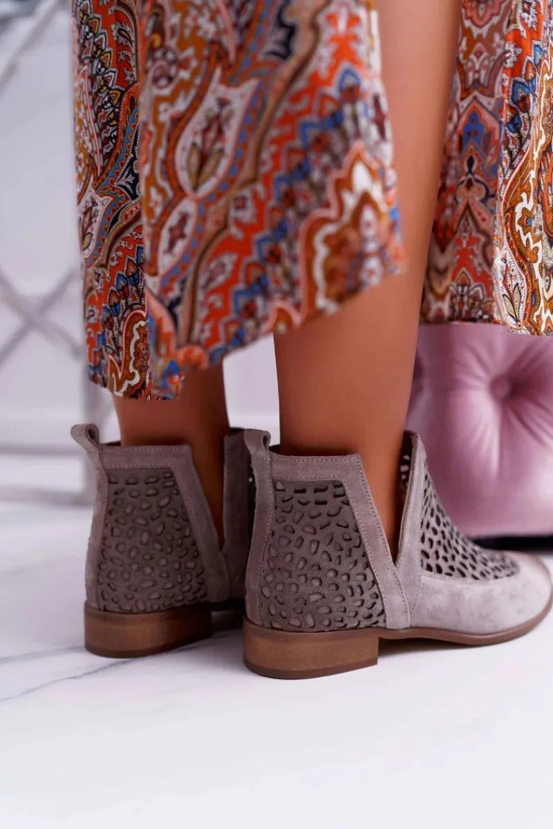 Online Boto Botki Damskie Wiosenne Kowbojki Szare 2366 Draw