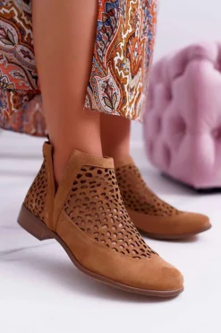 New Botki Damskie Wiosenne Kowbojki Camel 2366 Draw Damskie Botki Wiosenne|Brązowe I Beżowe Botki
