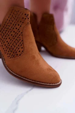 Best Botki Damskie Wiosenne Kowbojki Camel Matty Damskie Botki Wiosenne|Brązowe I Beżowe Botki