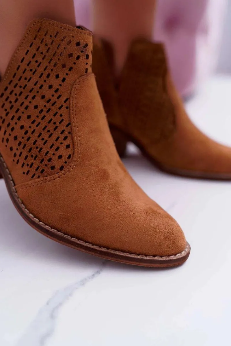 Best Botki Damskie Wiosenne Kowbojki Camel Matty Damskie Botki Wiosenne|Brązowe I Beżowe Botki