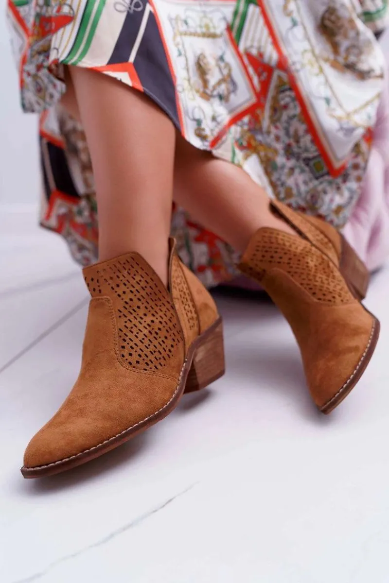 Best Botki Damskie Wiosenne Kowbojki Camel Matty Damskie Botki Wiosenne|Brązowe I Beżowe Botki