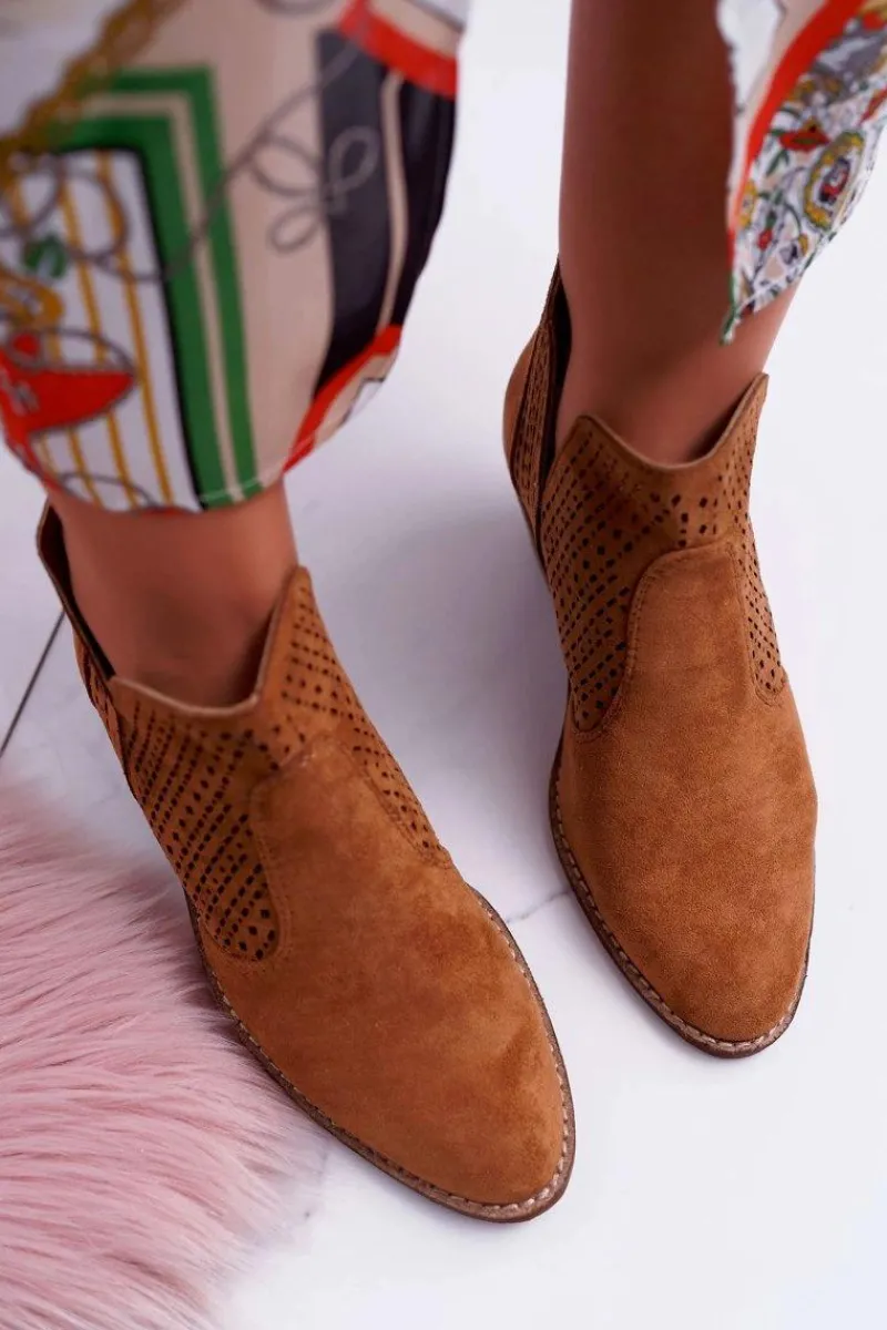 Best Botki Damskie Wiosenne Kowbojki Camel Matty Damskie Botki Wiosenne|Brązowe I Beżowe Botki