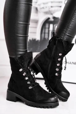 Botki Sznurowane|Czarne Botki><noscript><img width=