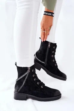 Online Buty damskie Vinceza Botki Damskie Workery Czarne Goorey