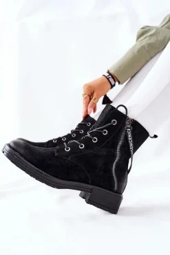 Online Buty damskie Vinceza Botki Damskie Workery Czarne Goorey