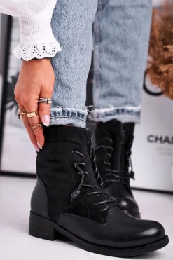 Online Evento Botki Damskie Workery Czarne Bear