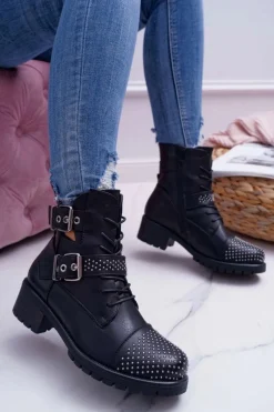 Sale Botki Damskie Workery Czarne Aveley Damskie Botki Zimowe Damskie|Botki Workery