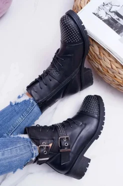 Sale Botki Damskie Workery Czarne Aveley Damskie Botki Zimowe Damskie|Botki Workery